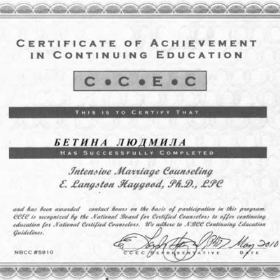 Certificate Betina 6